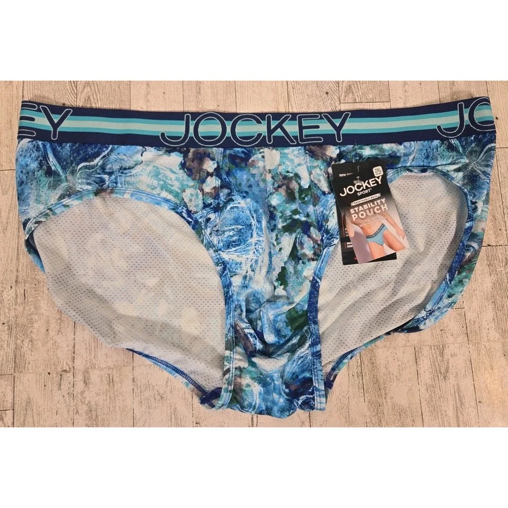 Jockey Sport Underwear 2XL Brief Stability Pouch Microfiber Blue Lot of 2